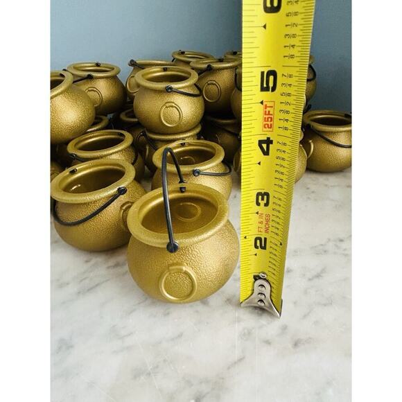 30 Gold 3.5” Cauldrons St Patrick's Day Decoration Party Pot of Gold Rainbow - Picture 5 of 7
